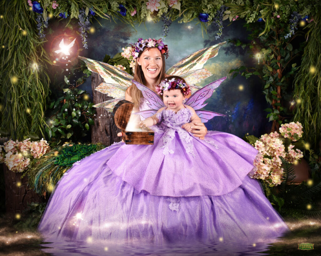 themed mother daughter photography with enchanted fairies