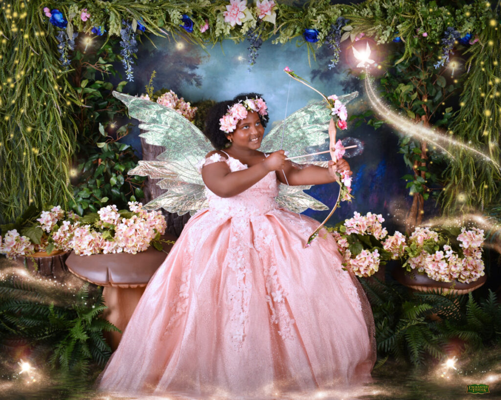 pink princess gown for fairy photoshoot